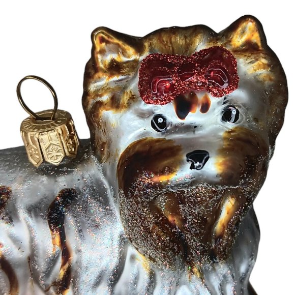 Impuls Yorshire Terrier Christmas Ornament Blown Glass Handpainted - Picture 9 of 12